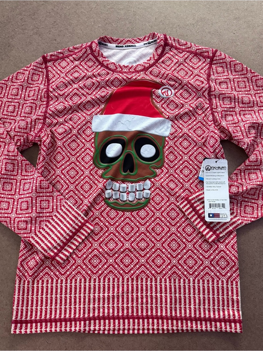 Inknburn men Red Holiday Skull Sweater with Santa Hat  XS